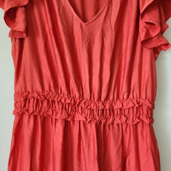 J.Jill Cottagecore Prairie Ruffle Autumn Maxi Dress Orange Large - Picture 6 of 13